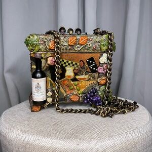 Vintage Mary Frances Wine Motif Chain Purse